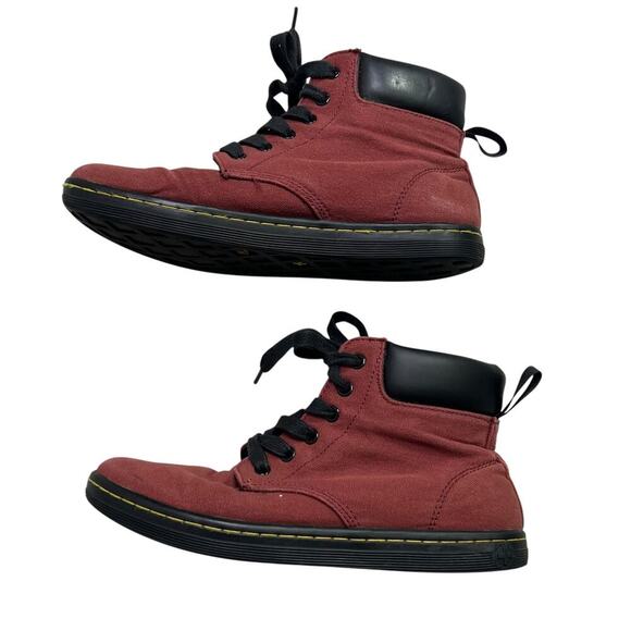 Dr Doc Martens - Maelly Women’s Ankle Boots / Lace Up Booties - Red Canvas - 8 - Picture 9 of 9